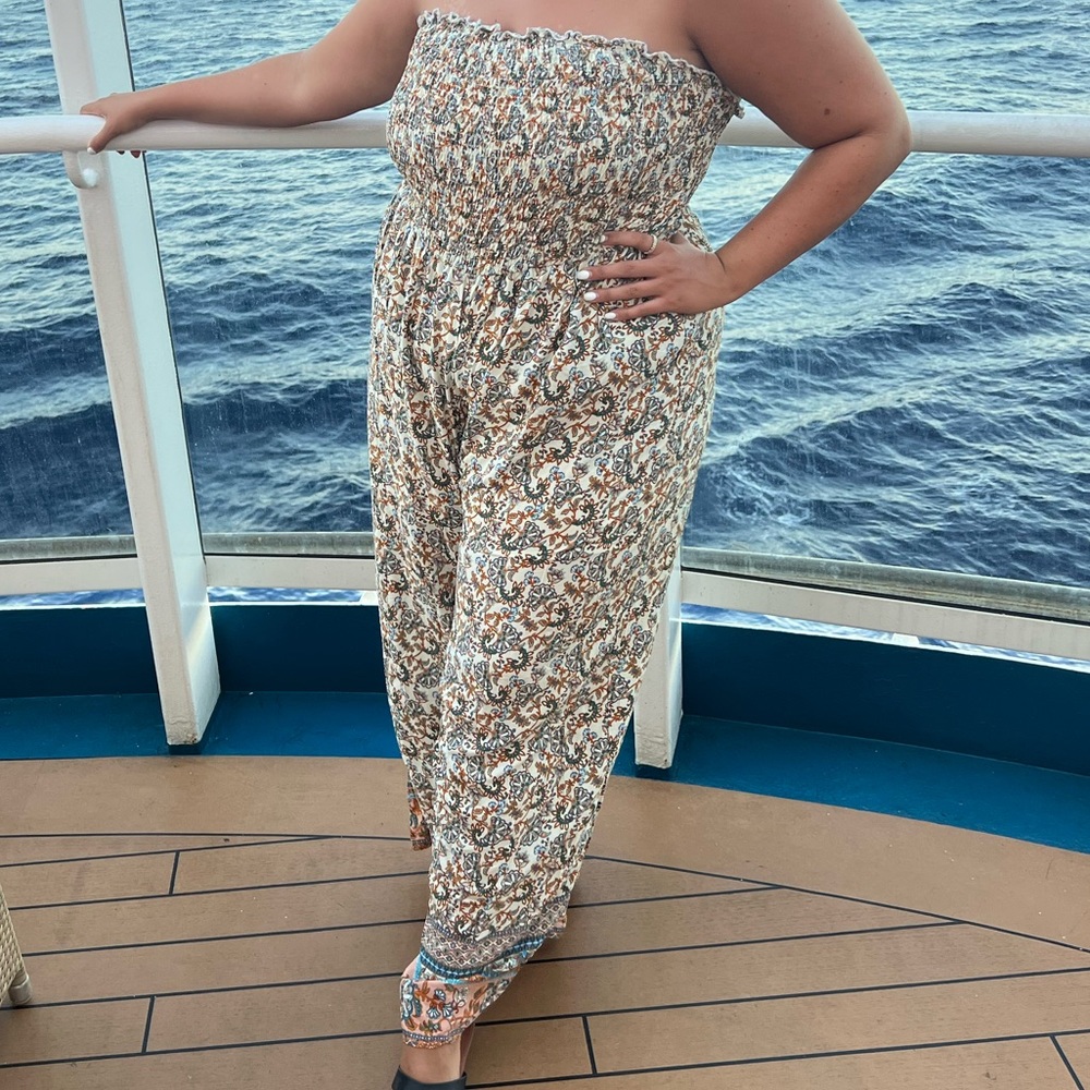 Smocked Tube Top Wide Leg Jumpsuit